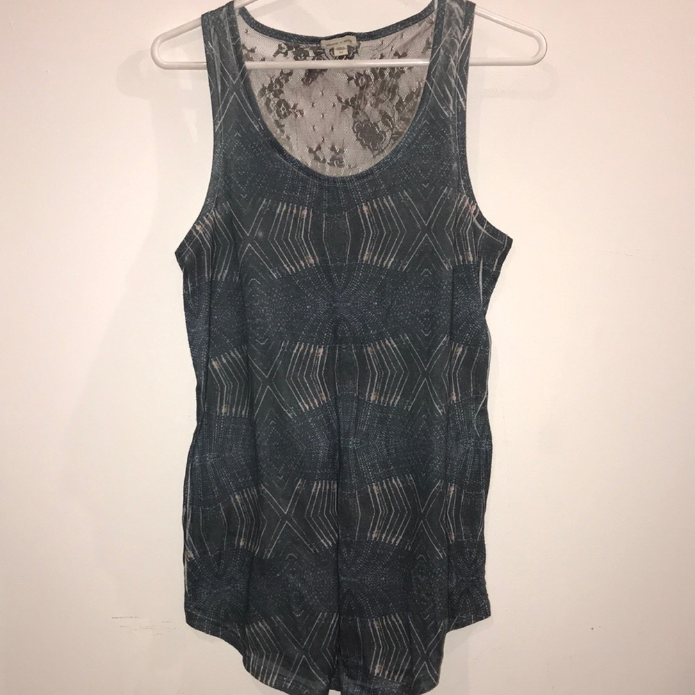 Sheer lace back silence and noise racer tank top